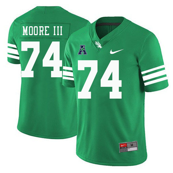 #74 Larry Moore III North Texas Mean Green College Football Jerseys Stitched-Green